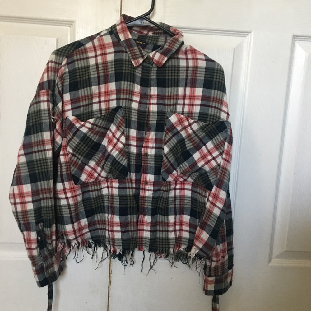 forever 21 cropped plaid button up